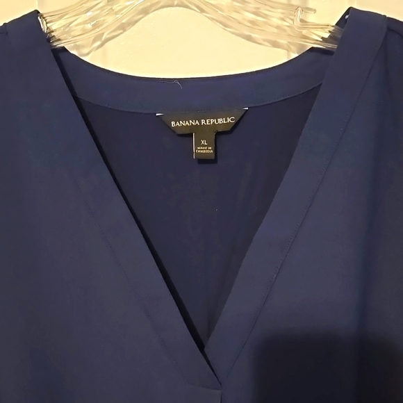 Banana Republic, Top, Blouse, Tunic, Sz XL, Navy, Pleated Front, V-neck - Picture 5 of 7